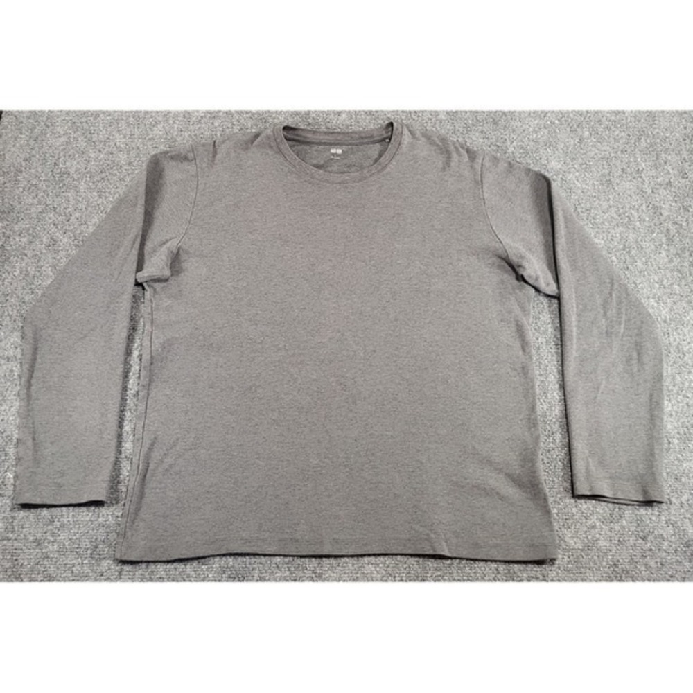 Uniqlo Women's Large Long Sleeve 100% Cotton Gray Casual T-Shirt